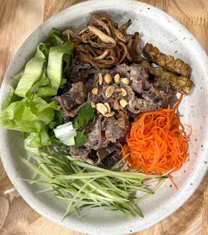 Brownie noodle with peanut sauce  at Fingerprint Chay in Ho Chi Minh City