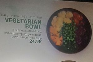 "Vegetarian bowl" can be customised into vegan by replacing butter with plant-based oil. All other bowls on their menu can be veganized upon request by changing the ingredients. at Greeno in Ulaanbaatar