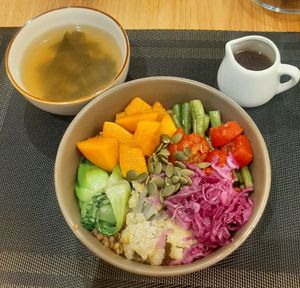 "Vegetarian bowl" customised into vegan by replacing butter with plant-based oil. All other bowls on their menu can be veganized upon request by changing/replacing ingredients. at Greeno in Ulaanbaatar