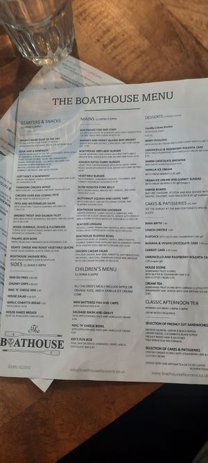 Summer 22 menu at The Boathouse in Ellesmere
