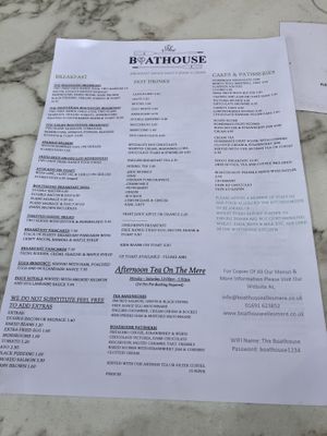 Breakfast/brunch menu  at The Boathouse in Ellesmere