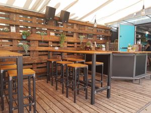 "Indoor" seating at Pura Vida in Spiez