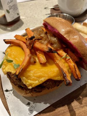 Vegan Burger (made in-house w/ lentils )  at OL'DAYS in Miami