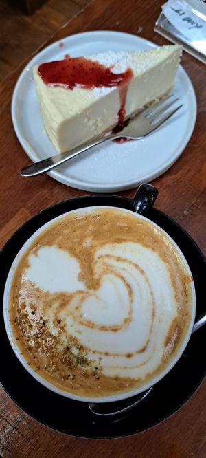 Pistachio latte and 'vegan cheesecake' at Ottoman Coffeehouse in Glasgow
