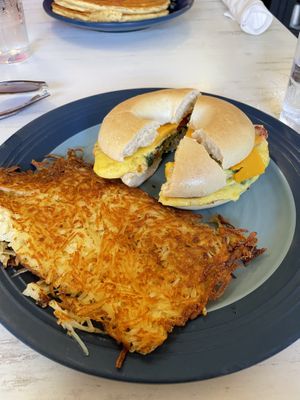 Vegan bagel sandwich made with Just Egg - super good  at Watusi in Hilton Head Island