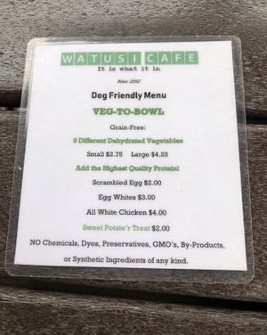 Dog friendly menu  at Watusi in Hilton Head Island