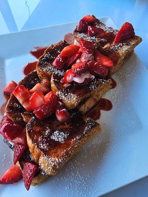 Strawberry cream cheese stuffed French toast (vegan) at Watusi in Hilton Head Island