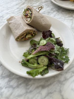 Mediterranean wrap with simple side salad   at True Food Kitchen in Gaithersburg