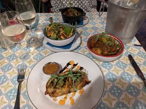 Sexy pie, lentil stew, potatoes and salad! at Otto Vegan Empire in Stockport