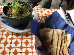 Otto Five Lentil Adas with flatbread. Saturday 22/7/23  at Otto Vegan Empire in Stockport