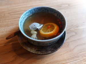 Orange black tea at TA Vegan House - Altona in Hamburg