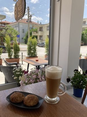 Latte cinnimon cookies  at Nohut Paşa Cafe in Antalya