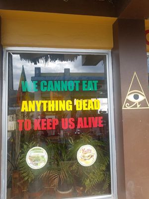 Outside at Calabash Ital Restaurant in Ocho Rios