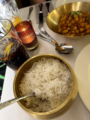 Basmati rice + Chana Masala (chickpea curry) at Kathmandu Cánovas in Valencia