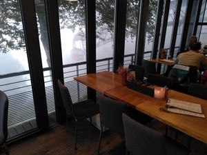 View on the foggy gondola at Die Bergstation in Freiburg