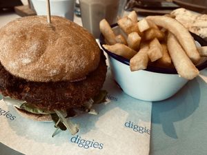 Crumbled Mushroom Burger   at Diggies in Kiama