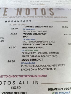 Menu March 2024  at Cafe Notos in Rhosneigr