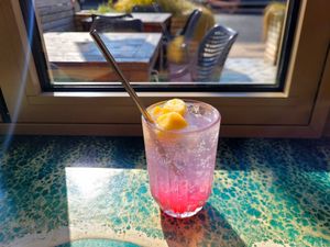 Drafon Fruit & Mango Cooler at Cafe Notos in Rhosneigr