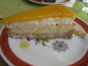 Delicious tropical cheesecake at Cafe Ginger in Paris