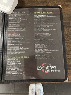 vegan sushi menu   at Leo's in Chula Vista