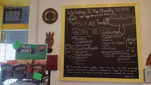 Menu board at The Chunky Scone in Highland Park
