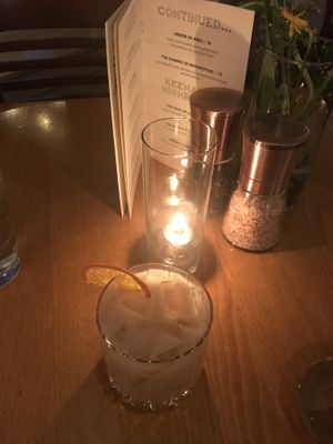 Vegan horchata beverage  at Keenan's at the Pier in Bellingham