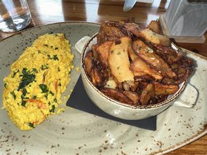 WOW! The tofu scrabble and potatoes!! I could eat this forever!  at Fern Flavors from the Garden in Charlotte