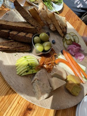 Cheese plate that had the hair on it  at Fern Flavors from the Garden in Charlotte