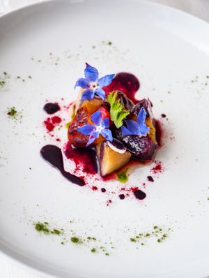 Slow-cooked root vegetable in they sweet tangy savoury sauce at Ristorante Corallo in Vallecrosia