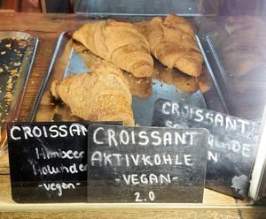 display of vegan croissants  #Veganuary at Croissanterie in Berlin