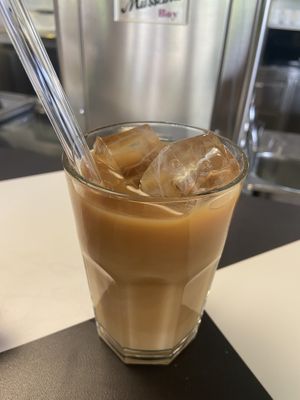 Oat milk latte with straw (1 euro deposit)   at Mensa Morgenstelle in Tubingen