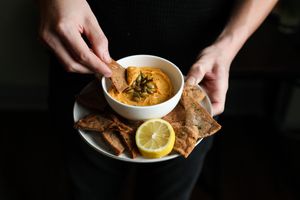 Roasted sweet potato and tomato hummus at Undergrowth Coffee in New Orleans
