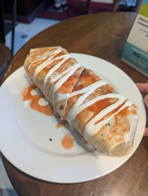 Smothered sunrise burrito for vegan chef challenge at Undergrowth Coffee in New Orleans