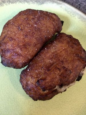 Plantain empanada with Impossible burger and vegan cheese    at La Casita Pupuseria in Silver Spring