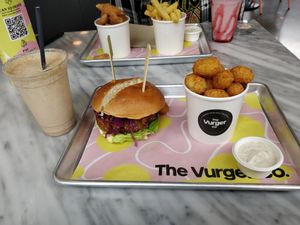 Biscoff milkshake, hunny chicken burger and tater tots at The Vurger Co in Manchester