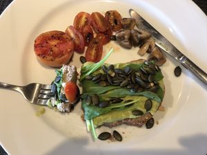 Breakfast smashed avocado on sourdough   at Dr Frogs in Koh Samui