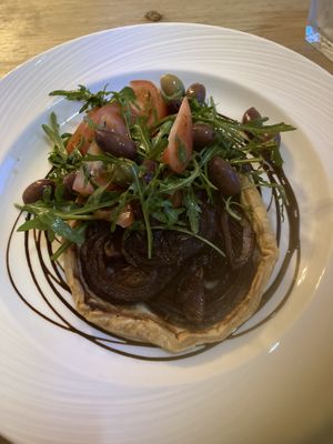 Vegan Caramelised Red Onion Tart With Rocket Salad  at The Randolph in Southwold