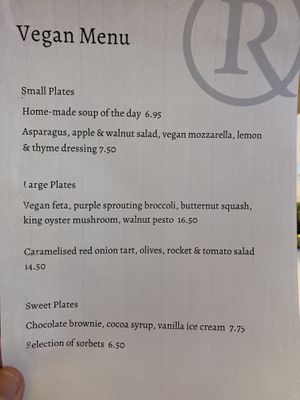 Their Vegan Menu they put together especially for us!   at The Randolph in Southwold