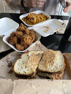Tofu scramble, popcorn chick’n, chick’n pesto sandwich   at Vegan Sandwich Co in Dublin