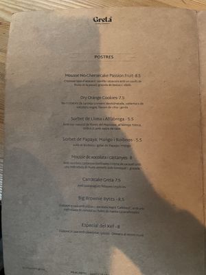 Menu  at Greta in Sant Cugat Del Valles