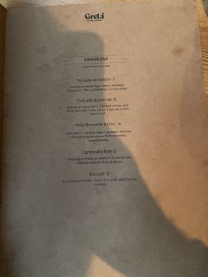 Menu  at Greta in Sant Cugat Del Valles