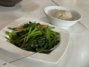 Fried spinach - Coya, Georgetown, Penang  at Coya Healthy Cuisine 古雅素食料理 in Penang