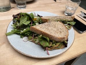 Sandra de Pesto e cogumelos!😋  at Saramago Cafe Bar in Glasgow