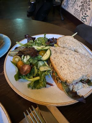 Mushroom sandwich   at Saramago Cafe Bar in Glasgow