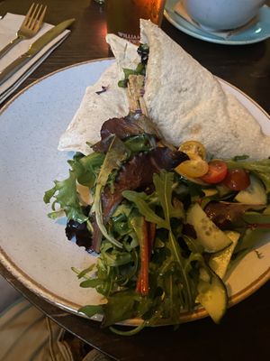 Tofu wrap  at Saramago Cafe Bar in Glasgow