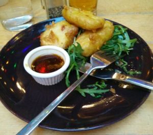 Smoked tofu tempura at Saramago Cafe Bar in Glasgow