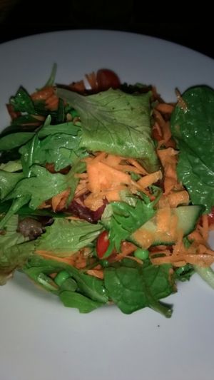 pea and tempeh salad at Saramago Cafe Bar in Glasgow