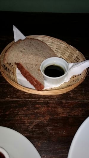 bread and balsamic at Saramago Cafe Bar in Glasgow