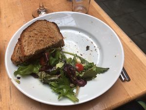 One-half (literally) of the massive Reuben sandwich/salad order at CCA. at Saramago Cafe Bar in Glasgow
