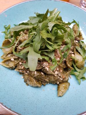 Pasta walnut pesto at Saramago Cafe Bar in Glasgow